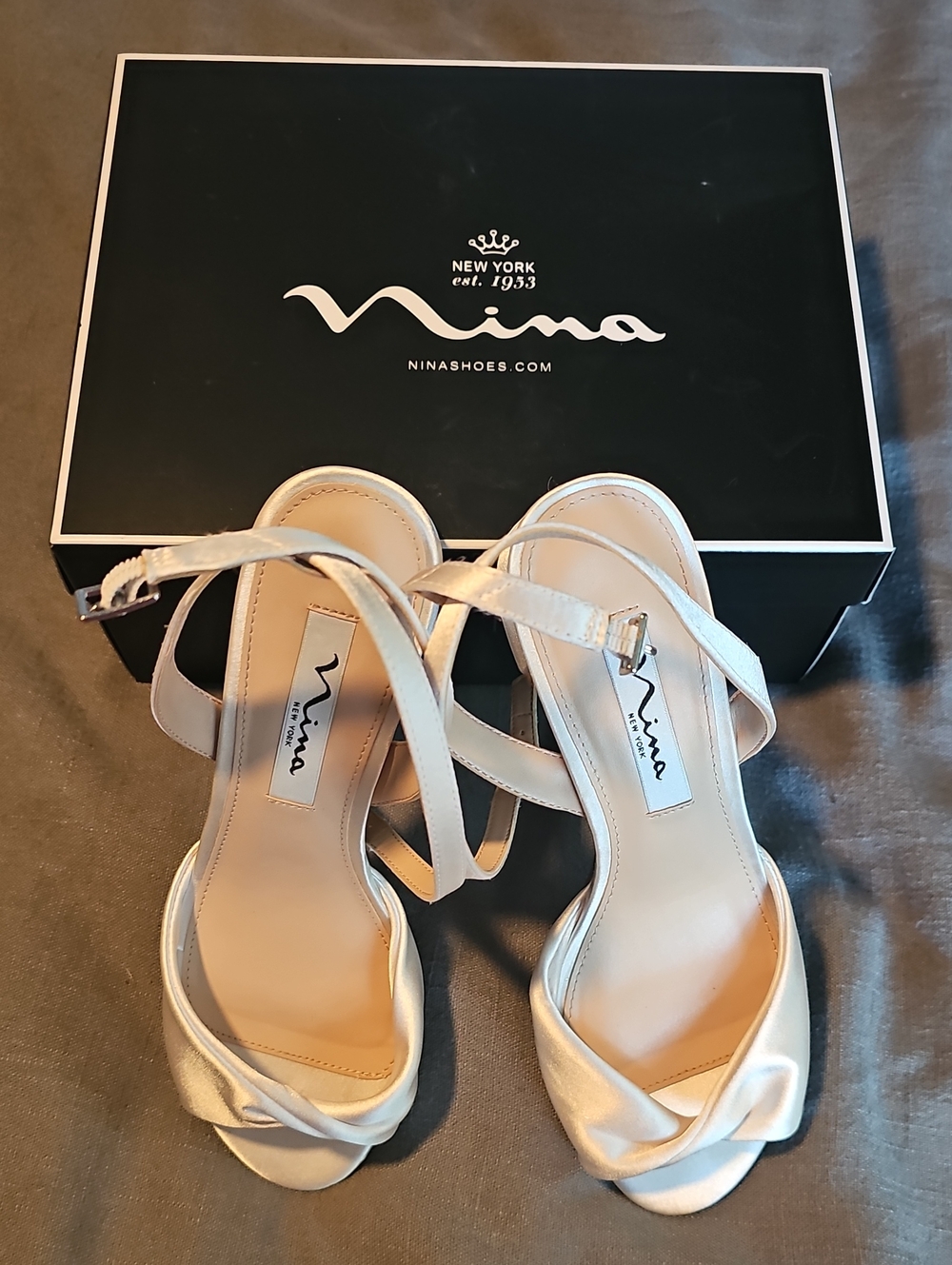 Nina Women’s Ivory Satin Strappy Sandals